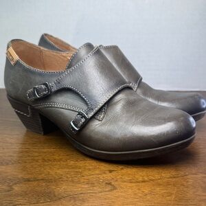 Pikolinos Rotterdam Double Monk Strap Gray Heels Leather Oxford Euro 36 US 5.5-6
